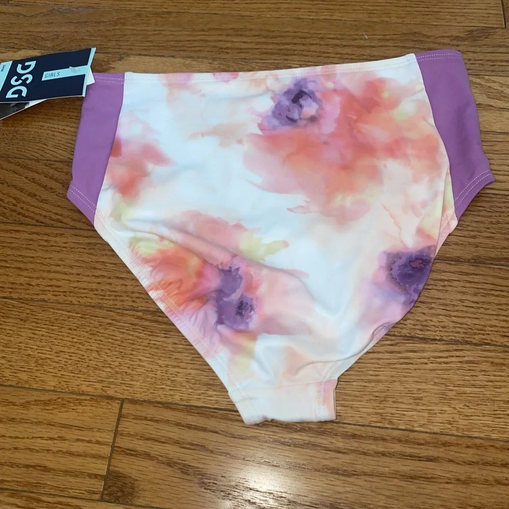 DSG Girls High‎ Waisted Swim Bottoms Bikini Size Large Inky Overdye